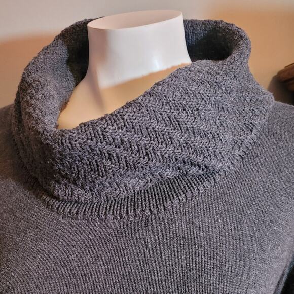 Calvin Klein Periwinkle Cowl Neck Sweater Dress Med Bodycon Knit Quietlux - Picture 3 of 8